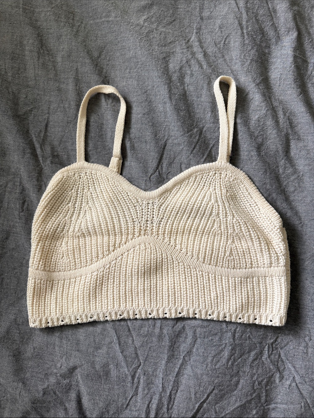 wild fable Neutral Cream Knit Bralette with Thin Straps